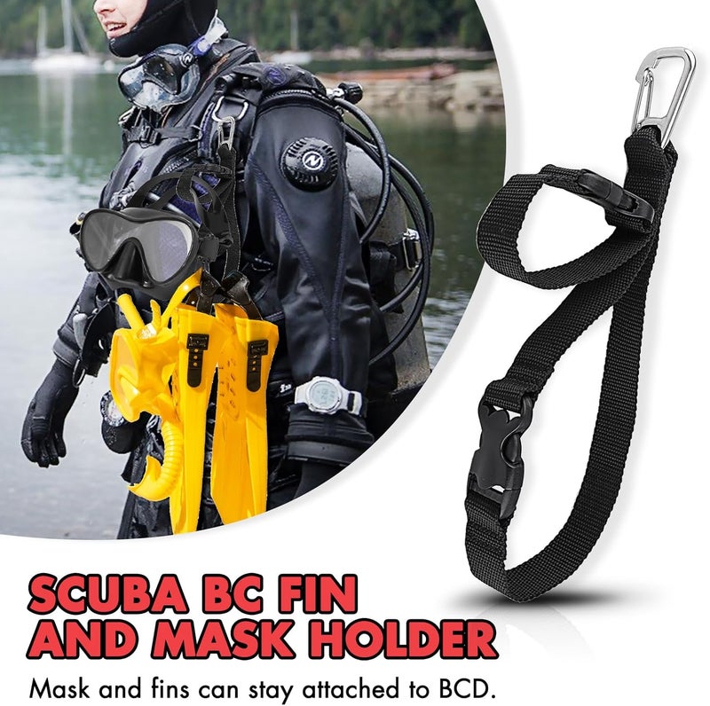 Owekfifv Scuba Fin & Mask Holder, Diving BC Fins Keeper and Mask Clip with Two Quick-release Loop Lanyard Webbing Strap - Image 2